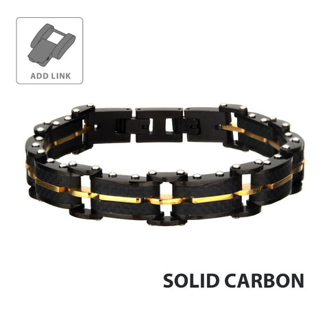 Black Carbon Fiber & Gold IP Link Bracelet