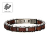 Stainless Steel & Red Sandal Wood Link Bracelet