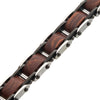 Stainless Steel & Red Sandal Wood Link Bracelet