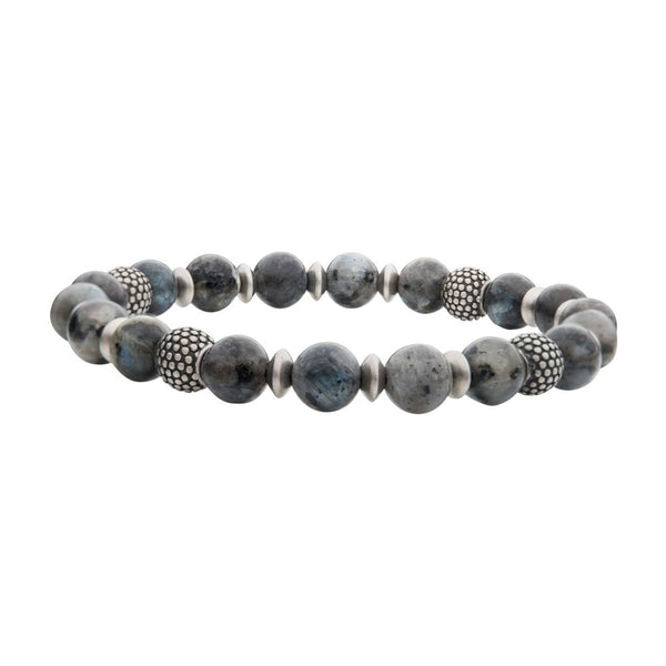 Labradorite Stones with Black Oxidized Beads Bracelet
