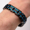Black & Blue IP & Solid Carbon Fiber Center Link Bracelet