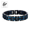 Black & Blue IP & Solid Carbon Fiber Center Link Bracelet