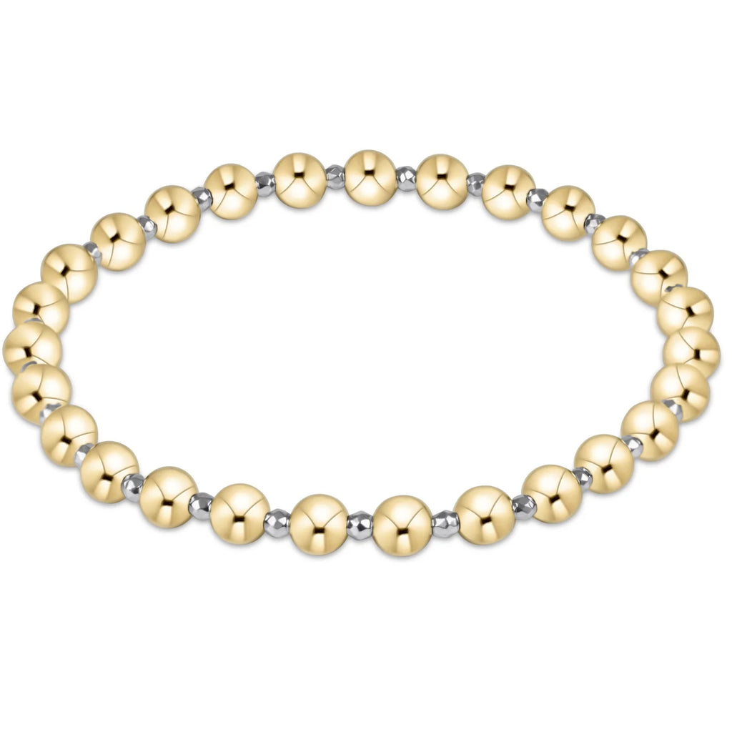 Bright Silver Hematite Grateful Pattern Bead Bracelet  5mm - Gold