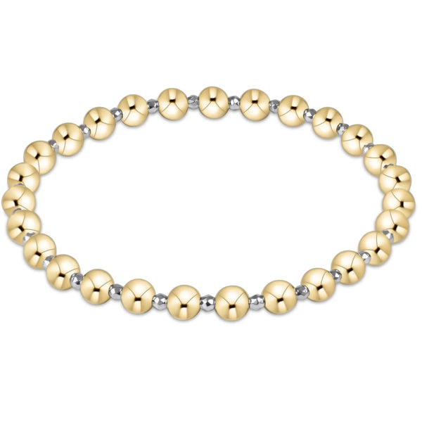 Bright Silver Hematite Grateful Pattern Bead Bracelet  5mm - Gold