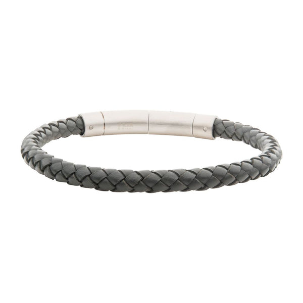 6mm Grey Genuine Full Grain Cowhide Leather Bracelet