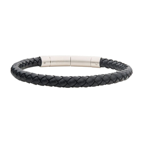 6mm Black Full Grain Cowhide Leather Bracelet