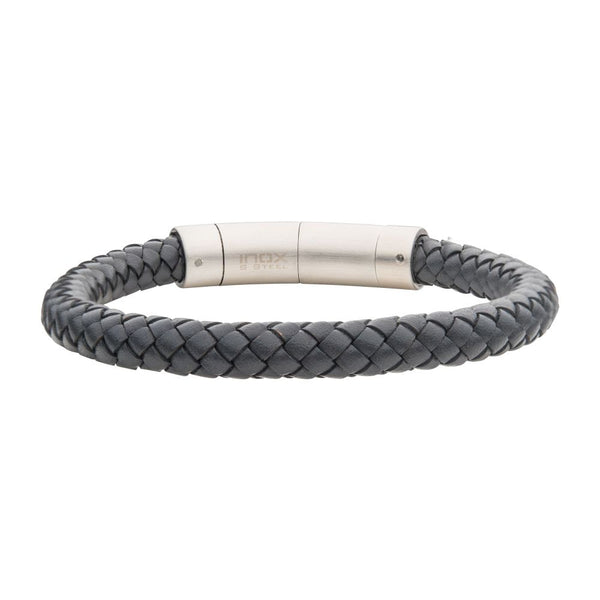 Grey Genuine Cowhide Leather Bracelet | 8mm