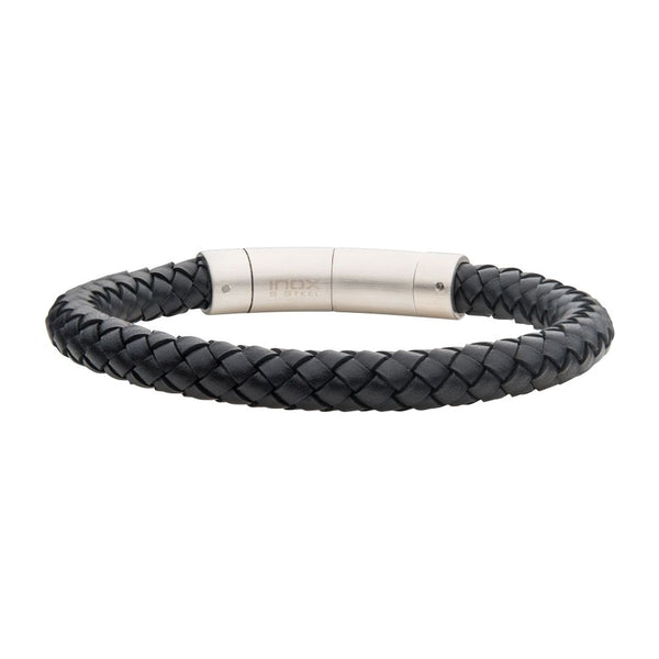 Black Genuine Leather Cowhide Bracelet | 8mm