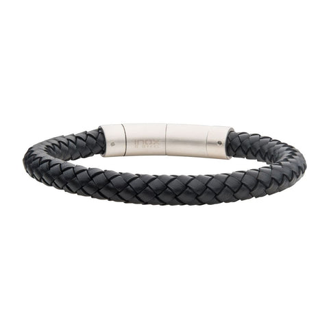 Black Genuine Leather Cowhide Bracelet | 8mm