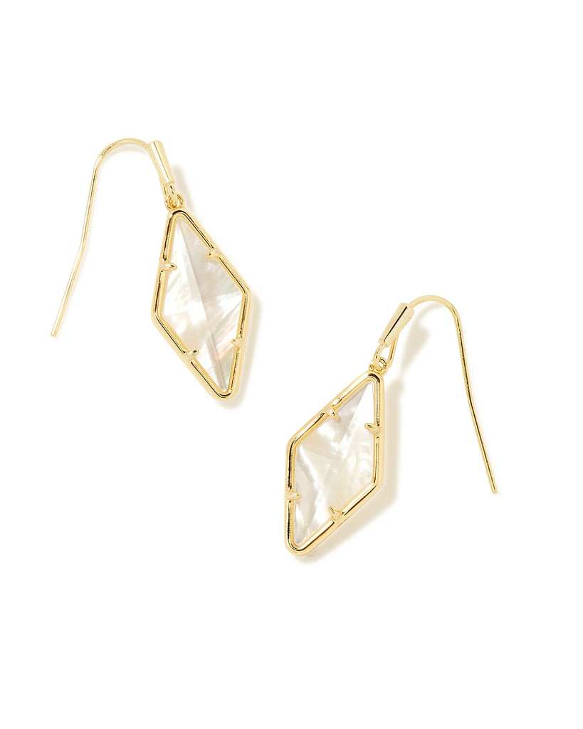 Kinsley Gold Drop Earrings in Ivory Mother of Pearl