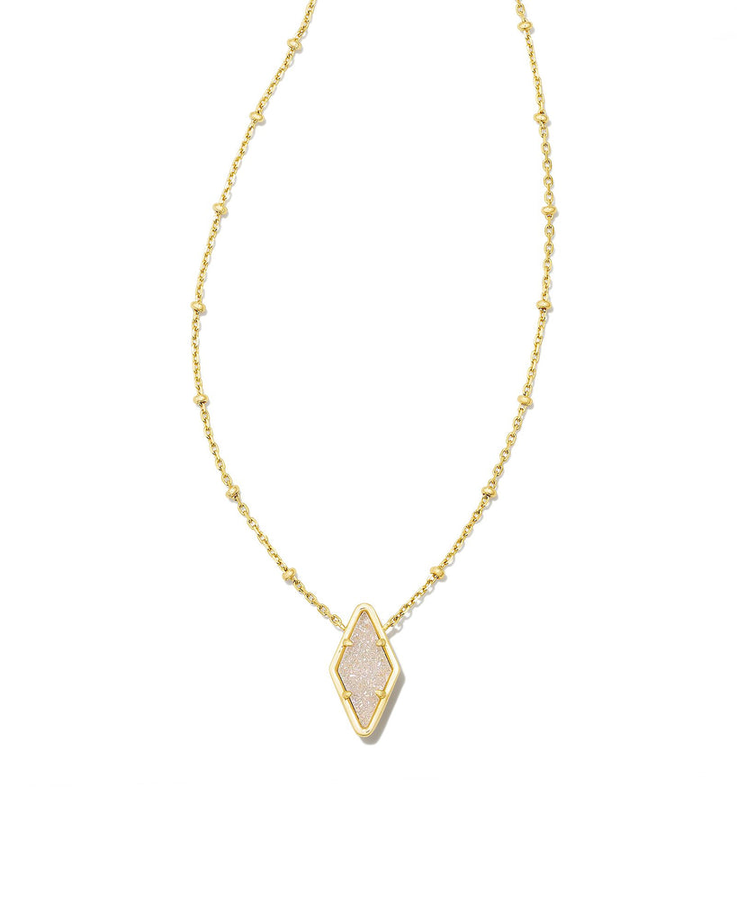 Kinsley Gold Short Pendant Necklace in Iridescent Drusy