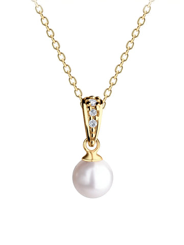 Gold Plated Pearl Pendant Necklace