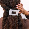 Coconut White Flat Rectangle Hair Clip