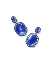 Daphne Enamel Frame Drop Earring Gold Cobalt Illusion