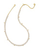 Jacqueline Gold Tennis Necklace in White Crystal