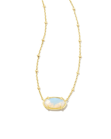 Faceted Elisa Gold Pendant Necklace in Iridescent Opalite Illusion