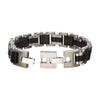 Stainless Steel & Ebony Wood Link Bracelet