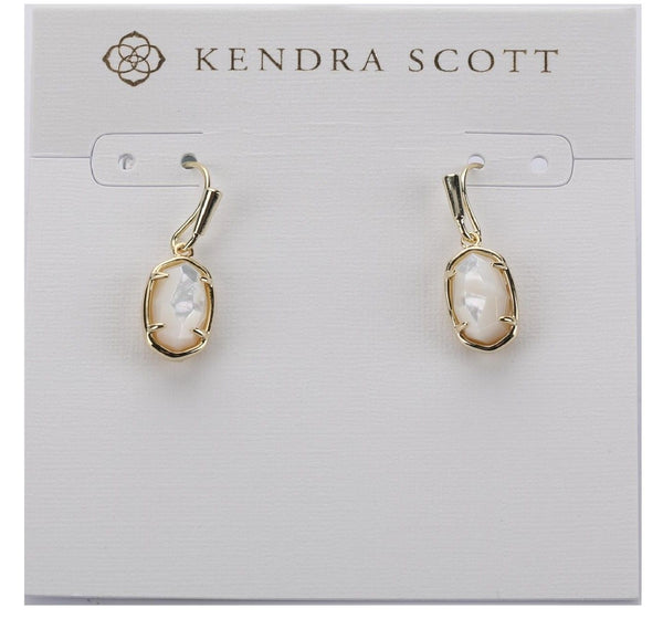 Grayson Gold Drop Earrings in Ivory Mother of Pearl