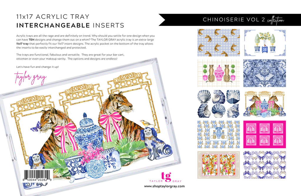 Acrylic Tray Chinoiserie Insert | Set of 10