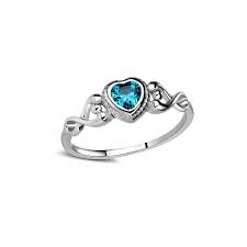 Sterling Silver Heart Birthstone Baby Ring