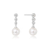 CZ Tennis Beaded Stone Pearl Drop Stud Earrings