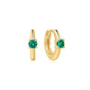 Gold Green Huggie Hoop Earrings