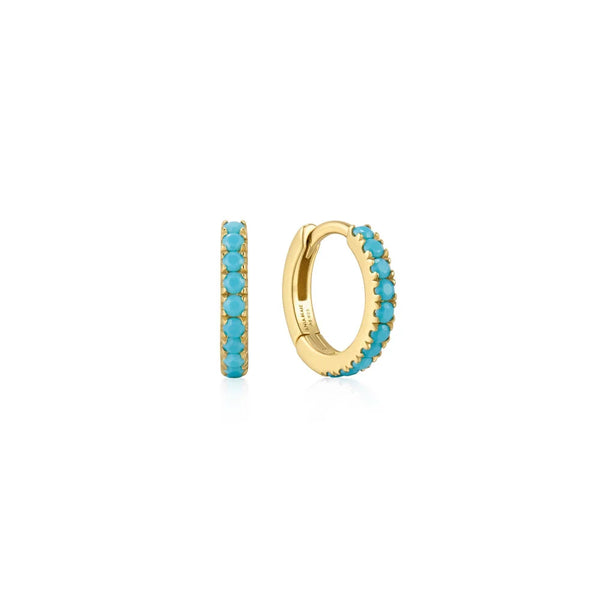 Aqua Blue Huggie Hoop Earrings
