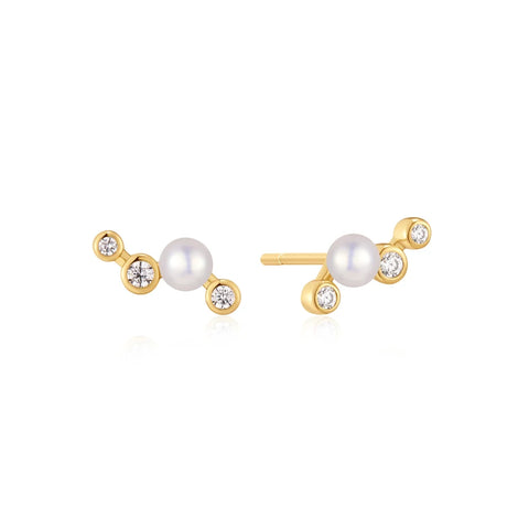 Zig Zag Shell Pearl Stud Earrings