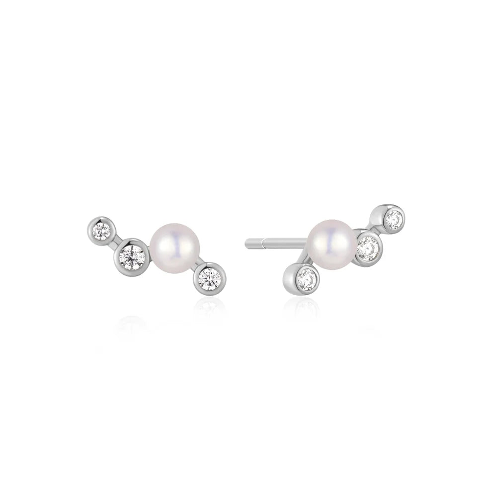 Zig Zag Shell Pearl Stud Earrings