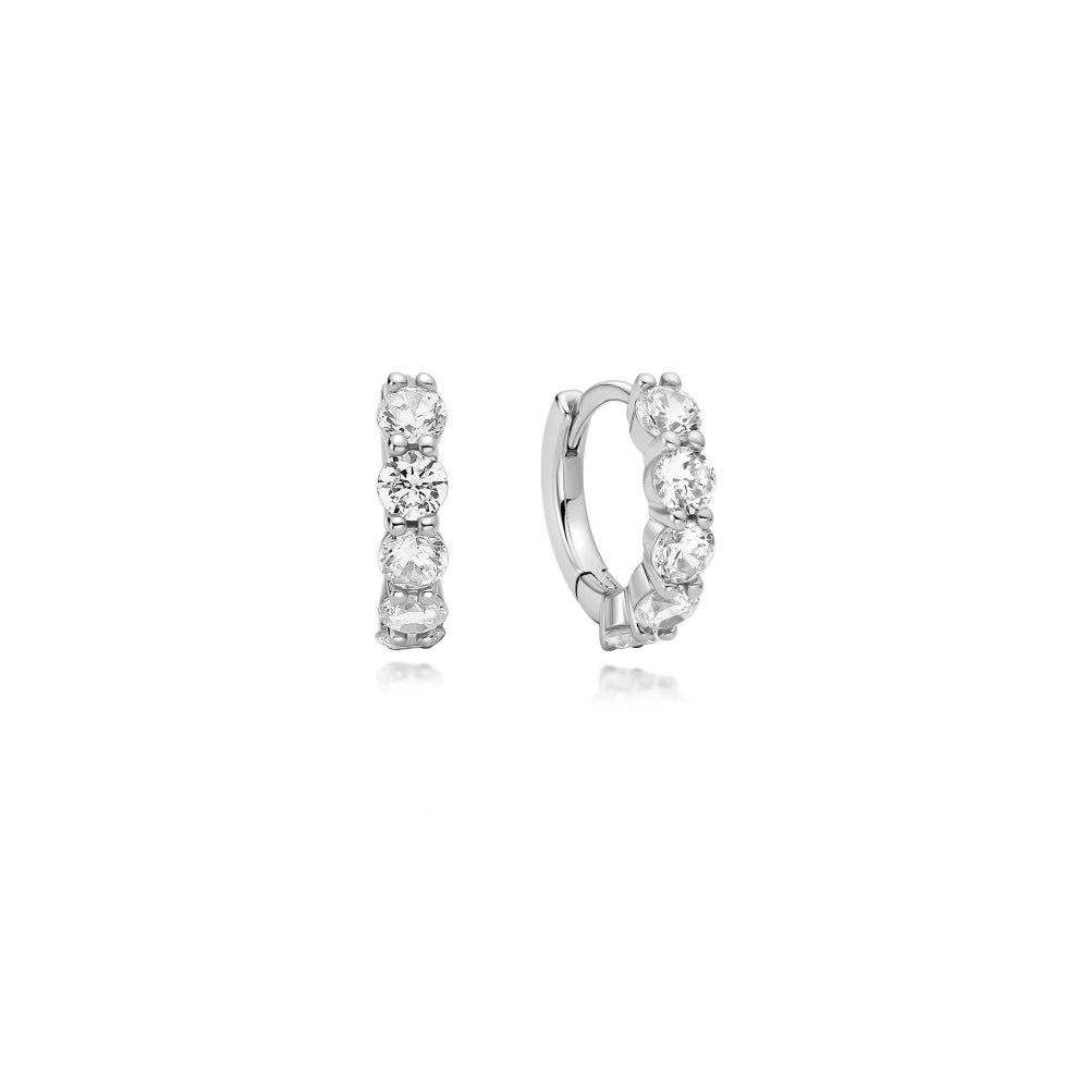 Quintet Sparkle Huggie Hoop Earrings