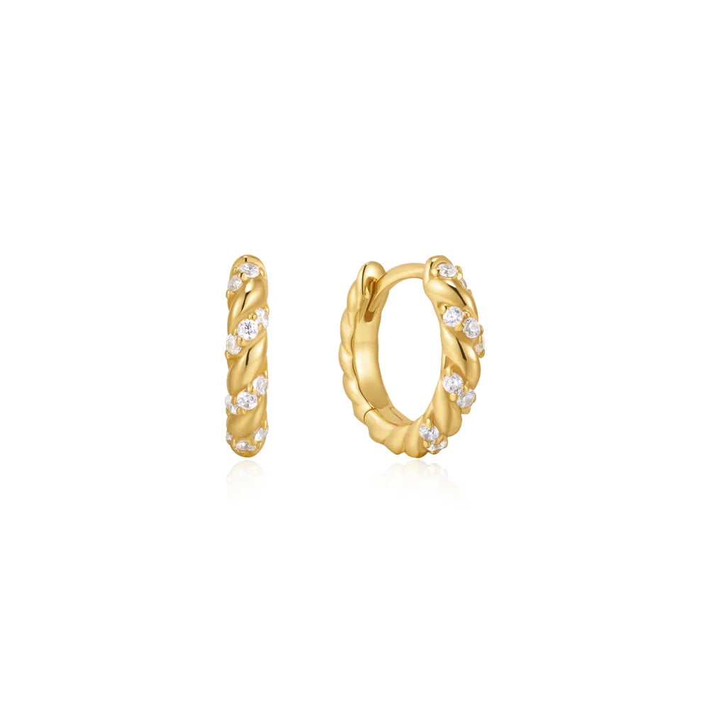 Sparkle Twisted Huggie Hoop Earrings