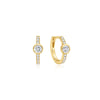 Pavé Row & Bezel Set Huggie Hoop Earrings