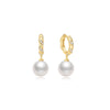 Pearl Dangling Twisted Huggie Hoop Earrings