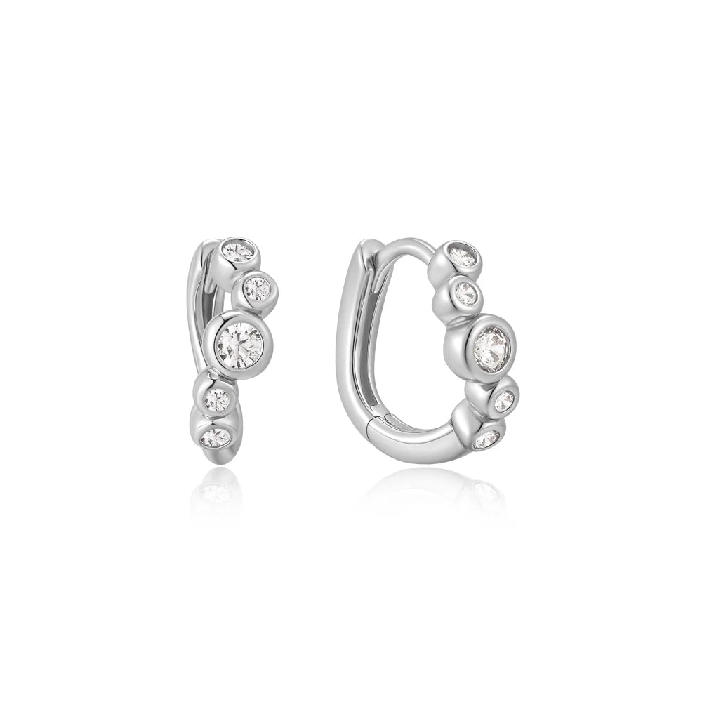 Small Sparkling Tide Huggie Hoop Earrings