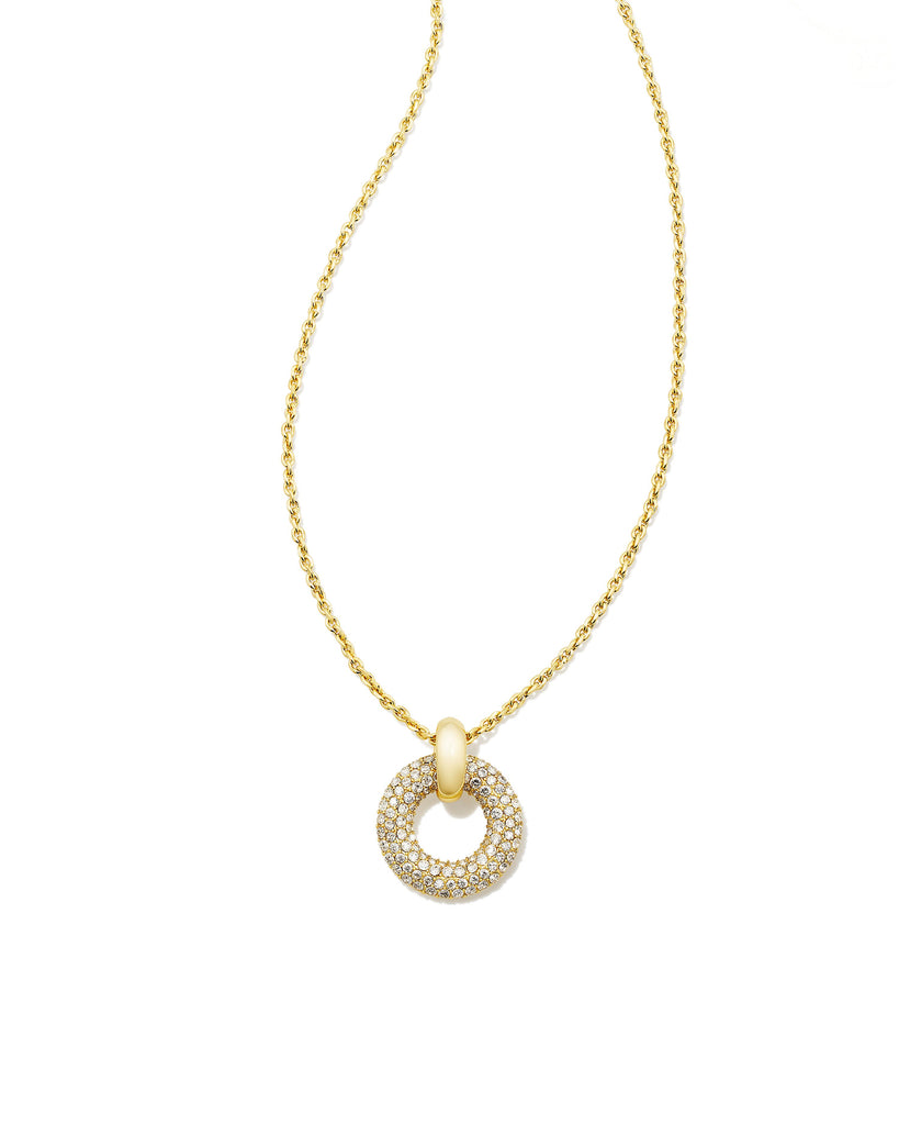 Mikki Gold Pave Pendant Necklace in White CZ