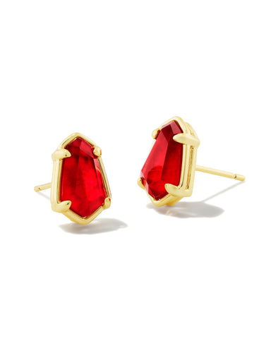 Alexandria Gold Stud Earrings in Cranberry Illsuion