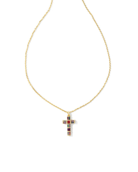 Gracie Gold Cross Pendant Necklace in Multi Mix