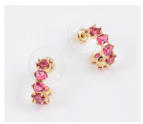 Cailin Crystal Huggie Earrings in Burgundy