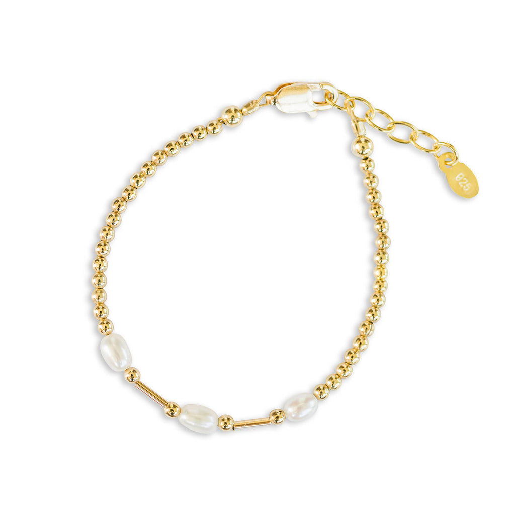Little Girls 14K Gold-Plated Pearl Baby Bracelet for Kids