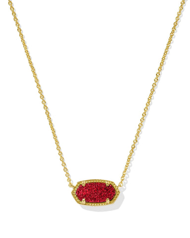 Elisa Necklace in Gold Bright Red Drusy