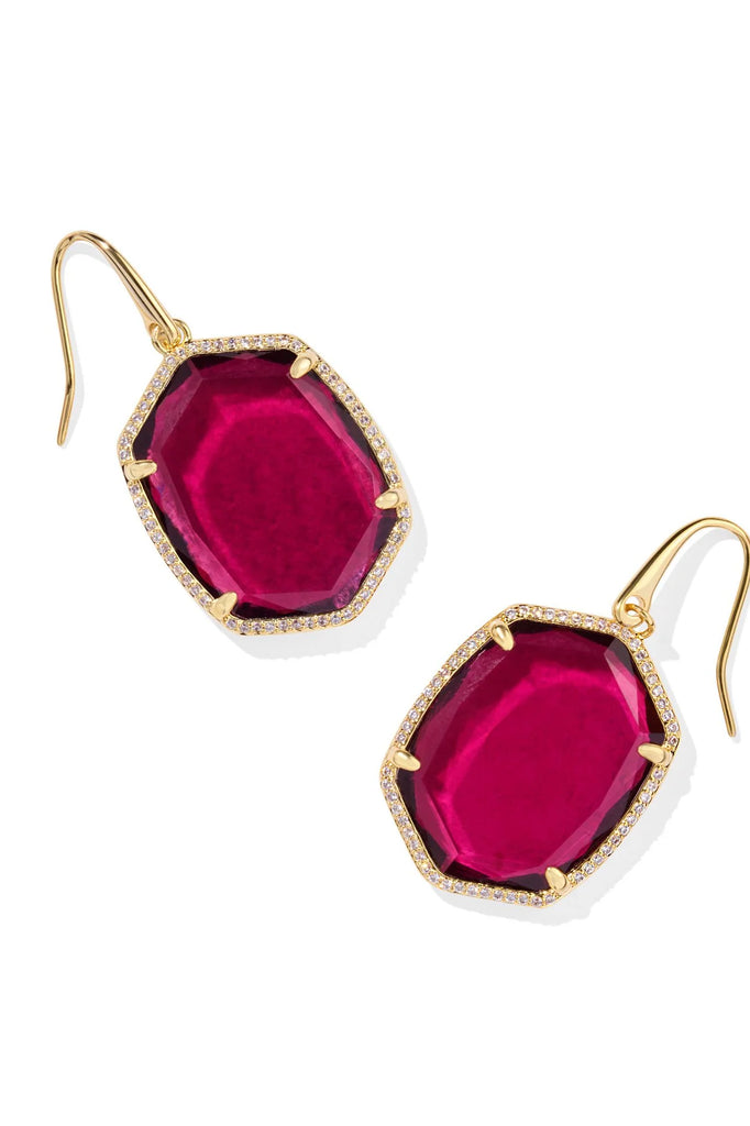 Daphne Pave Frame Drop Earring in Gold