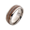 Whiskey Barrel Wood Inlay Titanium Ring