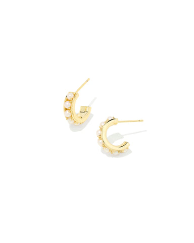 Krista Huggie Earring in White Pearl