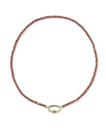 Emery Beaded Strand Necklace Gold Orange Goldstone