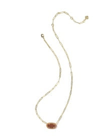 Elisa Enamel Paperclip Necklace Gold Orange Goldstone