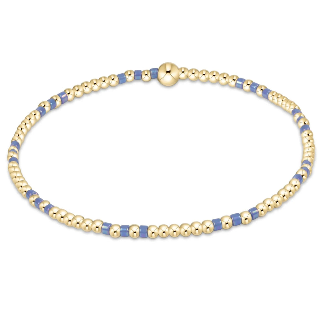 Hope Joy Pattern 2mm Bead Bracelet in Bright Blue