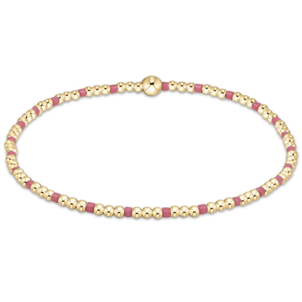 Hope Sincerity Pattern 2mm Bead Bracelet in Bright Pink