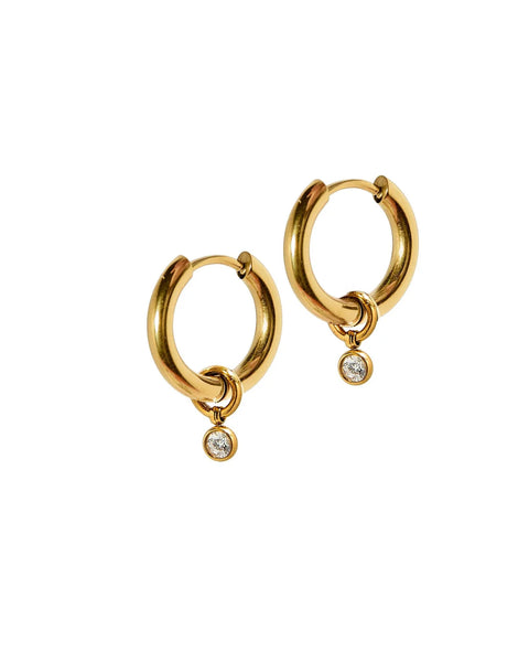 Celine Gold Huggie Charm Earrings
