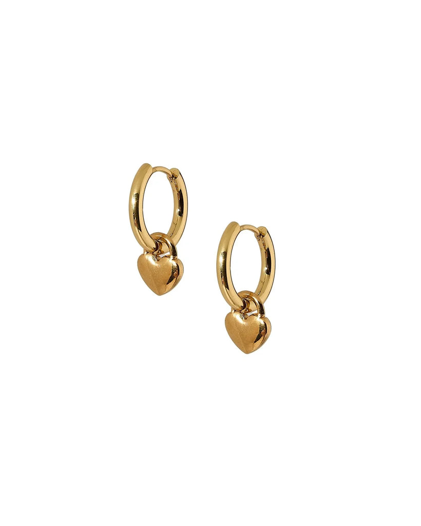 Dakota Heart Gold Huggie Charm Earrings