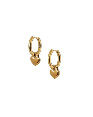 Dakota Heart Gold Huggie Charm Earrings